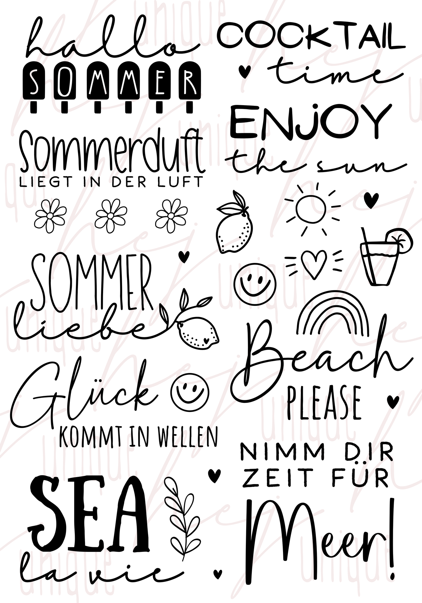 Rub On Aufkleber Sommerliebe A5