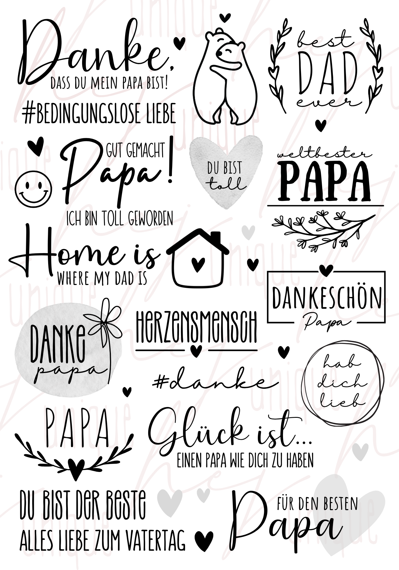 Rub On Aufkleber Vatertag 2 Danke Papa A5
