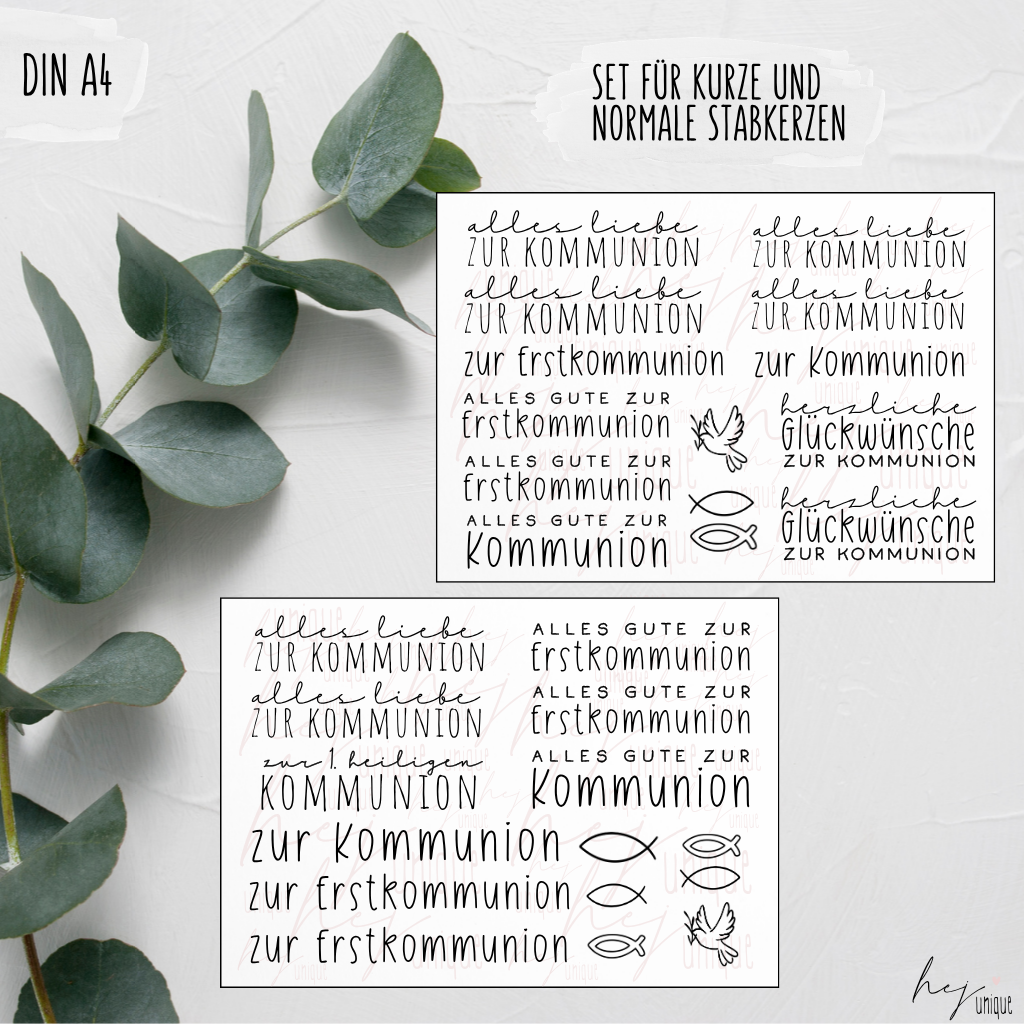 Kerzenfolie Kommunion Stabkerzen Glaube Kirche