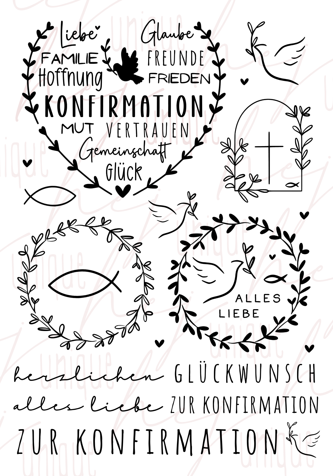 Rub On Aufkleber Konfirmation A5