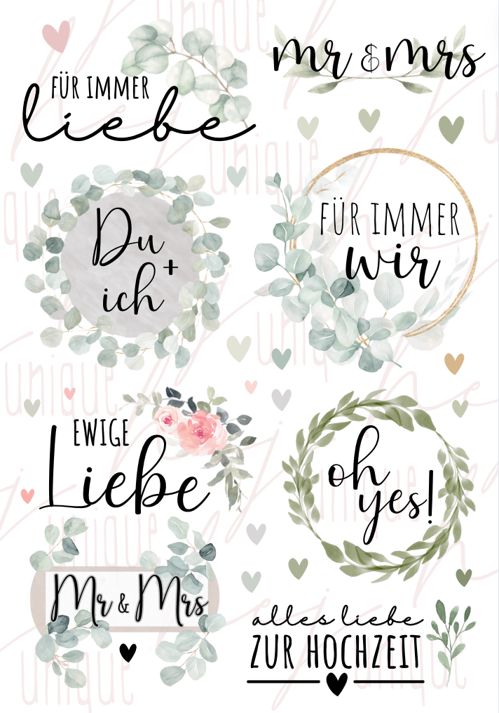 Rub On Aufkleber Hochzeit A5 Warum du unsere Rub-Ons lieben wirst: ✔ Randloser Premium-Look ✔ Besondere Haptik ✔ Präzise Platzierung dank transparenter Trägerfolie ✔ Wasser- und kratzfest // Hitze- und UV-beständig ✔ Starke Haftung auf Glas, Keramik, Holz, Raysin u.v.m. ✔ Langlebig und hochwertig verarbeitet ✔ Auch gewerblich nutzbar – keine zusätzliche Lizenz nötig