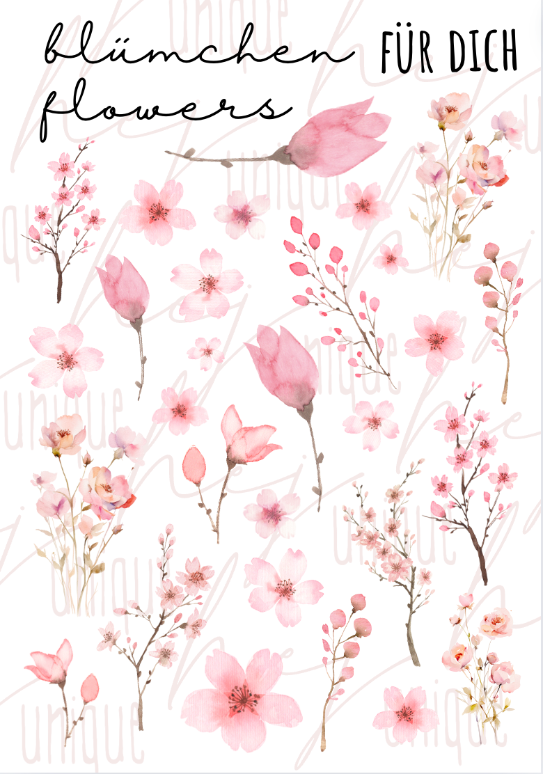 Rub On Aufkleber rosa Blümchen A5 Warum du unsere Rub-Ons lieben wirst: ✔ Randloser Premium-Look ✔ Besondere Haptik ✔ Präzise Platzierung dank transparenter Trägerfolie ✔ Wasser- und kratzfest // Hitze- und UV-beständig ✔ Starke Haftung auf Glas, Keramik, Holz, Raysin u.v.m. ✔ Langlebig und hochwertig verarbeitet ✔ Auch gewerblich nutzbar – keine zusätzliche Lizenz nötig