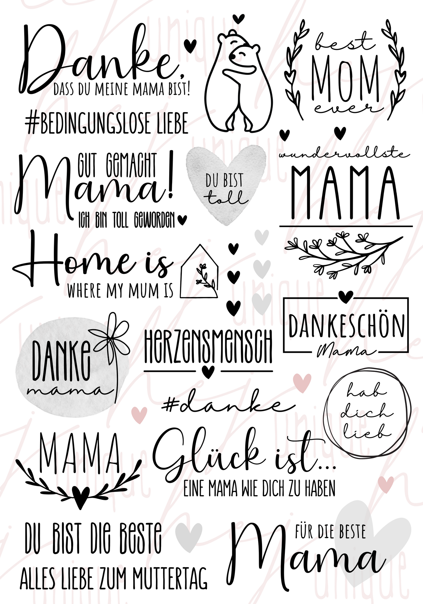 Rub On Aufkleber Muttertag 2 A5 Warum du unsere Rub-Ons lieben wirst: ✔ Randloser Premium-Look ✔ Besondere Haptik ✔ Präzise Platzierung dank transparenter Trägerfolie ✔ Wasser- und kratzfest // Hitze- und UV-beständig ✔ Starke Haftung auf Glas, Keramik, Holz, Raysin u.v.m. ✔ Langlebig und hochwertig verarbeitet ✔ Auch gewerblich nutzbar – keine zusätzliche Lizenz nötig