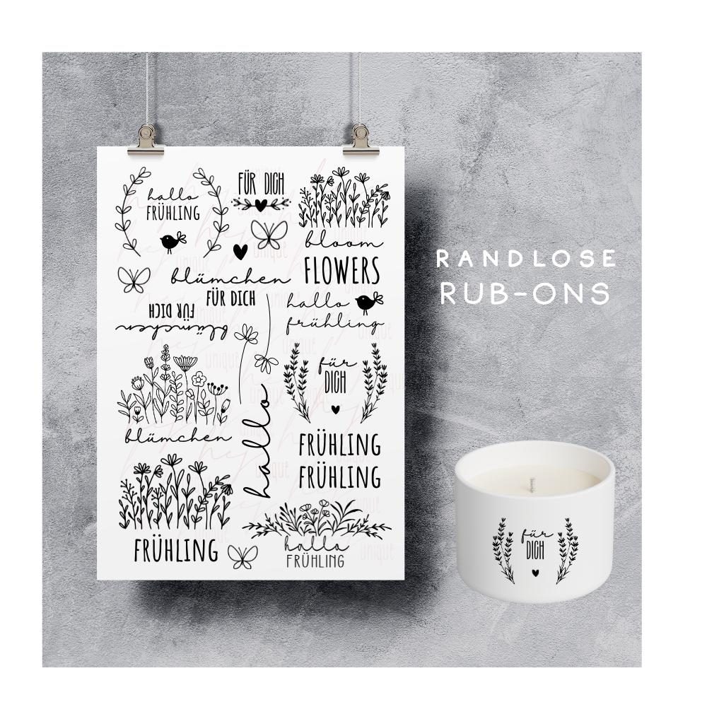 Rub On Aufkleber Frühling A5 Warum du unsere Rub-Ons lieben wirst:  ✔ Randloser Premium-Look   ✔ Besondere Haptik   ✔ Präzise Platzierung dank transparenter Trägerfolie  ✔ Wasser- und kratzfest // Hitze- und UV-beständig   ✔ Starke Haftung auf Glas, Keramik, Holz, Raysin u.v.m.  ✔ Langlebig und hochwertig verarbeitet  ✔ Auch gewerblich nutzbar – keine zusätzliche Lizenz nötig