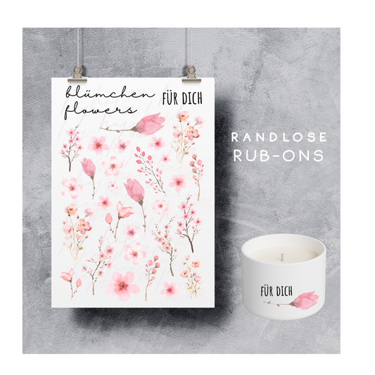 Rub On Aufkleber rosa Blümchen A5 Warum du unsere Rub-Ons lieben wirst:  ✔ Randloser Premium-Look   ✔ Besondere Haptik   ✔ Präzise Platzierung dank transparenter Trägerfolie  ✔ Wasser- und kratzfest // Hitze- und UV-beständig   ✔ Starke Haftung auf Glas, Keramik, Holz, Raysin u.v.m.  ✔ Langlebig und hochwertig verarbeitet  ✔ Auch gewerblich nutzbar – keine zusätzliche Lizenz nötig