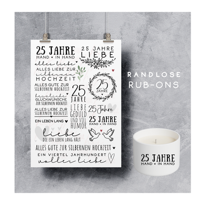 Rub On Aufkleber Silberne Hochzeit A5