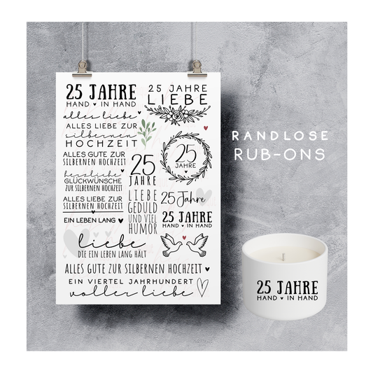 Rub On Aufkleber Silberne Hochzeit A5