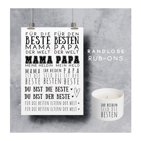 Rub On Aufkleber Meine Eltern sind die Besten! A5