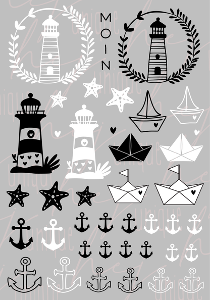 Rub On Aufkleber Maritim 2 Leuchtturm Ahoi Anker A5 Warum du unsere Rub-Ons lieben wirst:  ✔ Randloser Premium-Look   ✔ Besondere Haptik   ✔ Präzise Platzierung dank transparenter Trägerfolie  ✔ Wasser- und kratzfest // Hitze- und UV-beständig   ✔ Starke Haftung auf Glas, Keramik, Holz, Raysin u.v.m.  ✔ Langlebig und hochwertig verarbeitet  ✔ Auch gewerblich nutzbar – keine zusätzliche Lizenz nötig