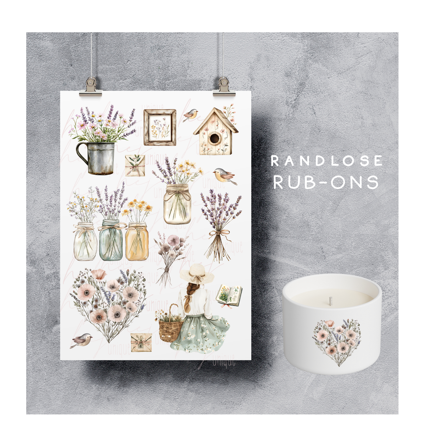 Rub On Aufkleber Vintage Spring | Starke Haftung auf Glas, Keramik, Holz, Raysin u.v.m.  ✔ Langlebig und hochwertig verarbeitet  ✔ Auch gewerblich nutzbar – keine zusätzliche Lizenz nötig