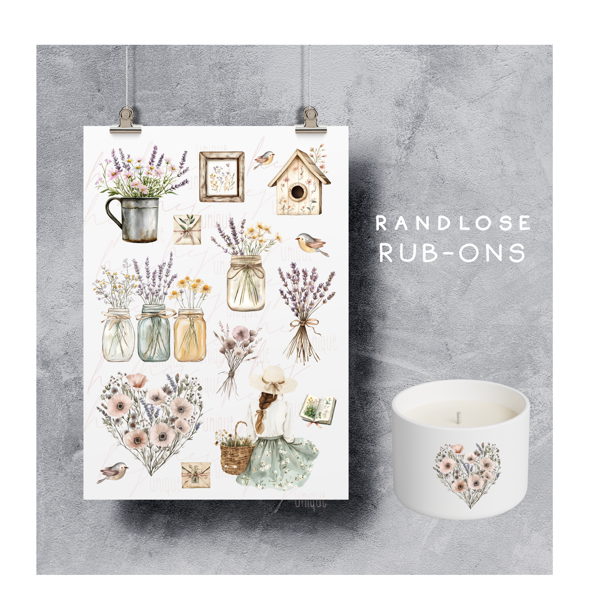 Rub On Aufkleber Vintage Spring | Starke Haftung auf Glas, Keramik, Holz, Raysin u.v.m.  ✔ Langlebig und hochwertig verarbeitet  ✔ Auch gewerblich nutzbar – keine zusätzliche Lizenz nötig