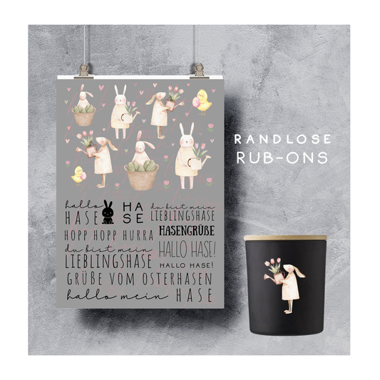 Rub On Aufkleber Hallo Hase A5 oder A6
