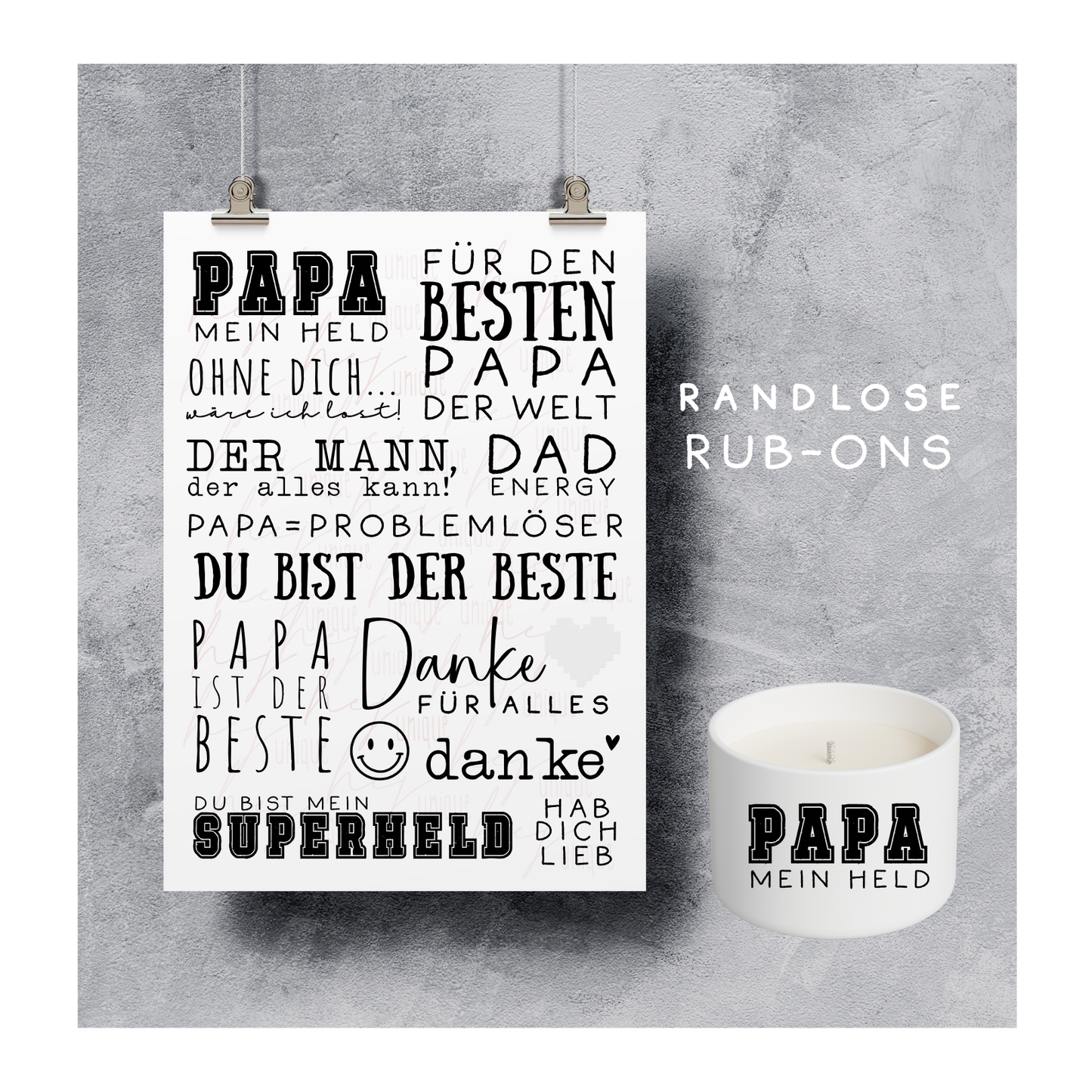 Rub On Aufkleber Vatertag Papa A5