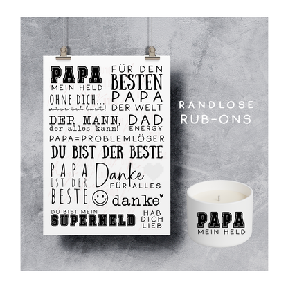 Rub On Aufkleber Vatertag Papa A5