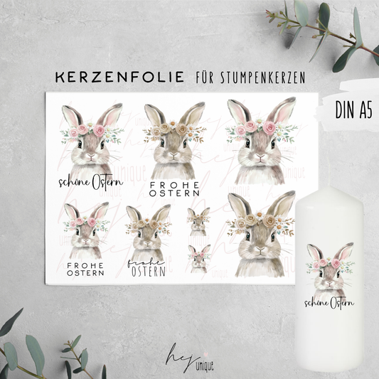 Kerzenfolie Flower-Hase Blume Ostern Stumpenkerzen