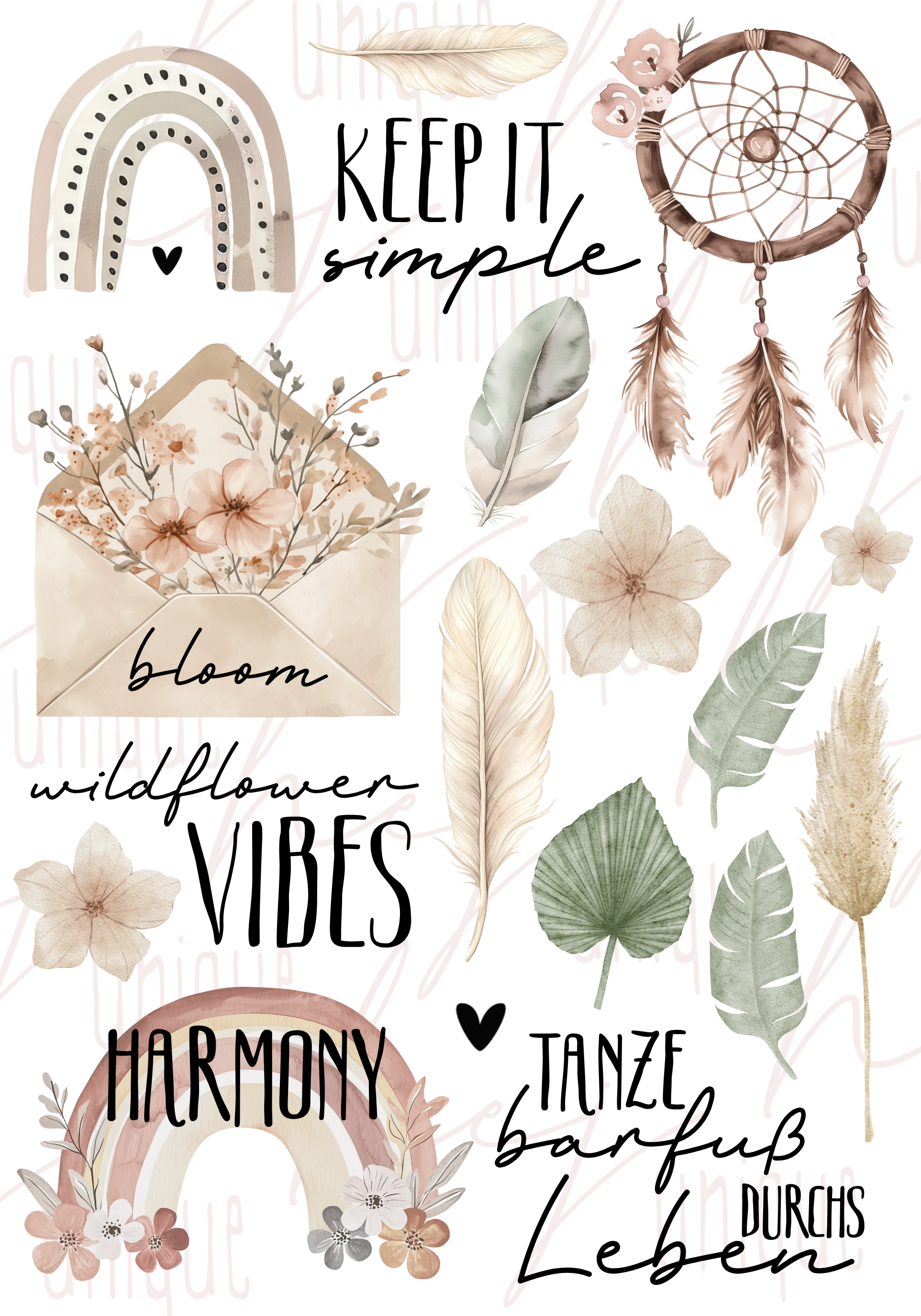 Rub On Aufkleber Boho A5 Deko  Warum du unsere Rub-Ons lieben wirst:  ✔ Randloser Premium-Look   ✔ Besondere Haptik   ✔ Präzise Platzierung dank transparenter Trägerfolie  ✔ Wasser- und kratzfest // Hitze- und UV-beständig   ✔ Starke Haftung auf Glas, Keramik, Holz, Raysin u.v.m.  ✔ Langlebig und hochwertig verarbeitet  ✔ Auch gewerblich nutzbar – keine zusätzliche Lizenz nötig