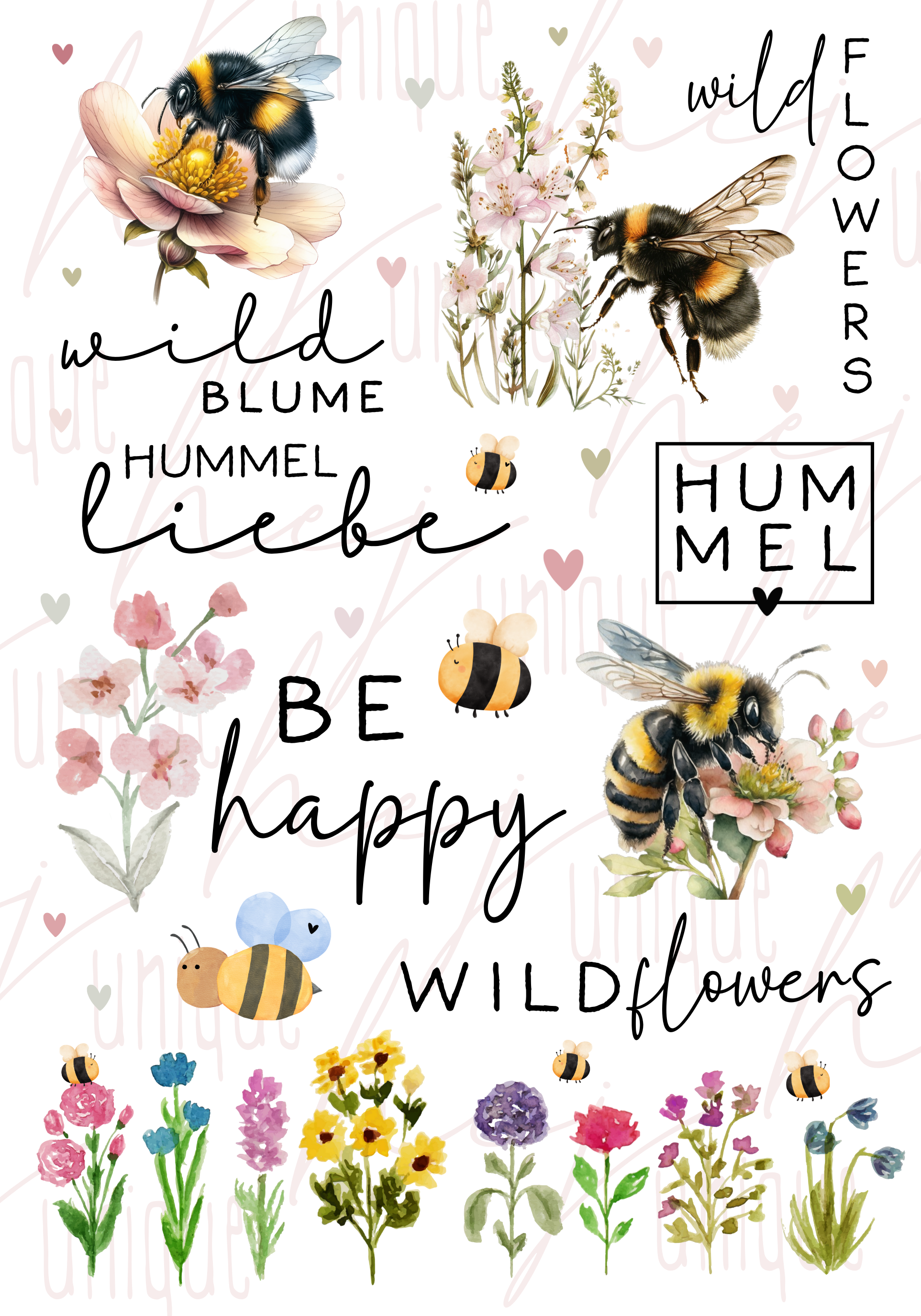 Rub On Aufkleber Wildblumen und Hummelliebe A5 Warum du unsere Rub-Ons lieben wirst:  ✔ Randloser Premium-Look   ✔ Besondere Haptik   ✔ Präzise Platzierung dank transparenter Trägerfolie  ✔ Wasser- und kratzfest // Hitze- und UV-beständig   ✔ Starke Haftung auf Glas, Keramik, Holz, Raysin u.v.m.  ✔ Langlebig und hochwertig verarbeitet  ✔ Auch gewerblich nutzbar – keine zusätzliche Lizenz nötig