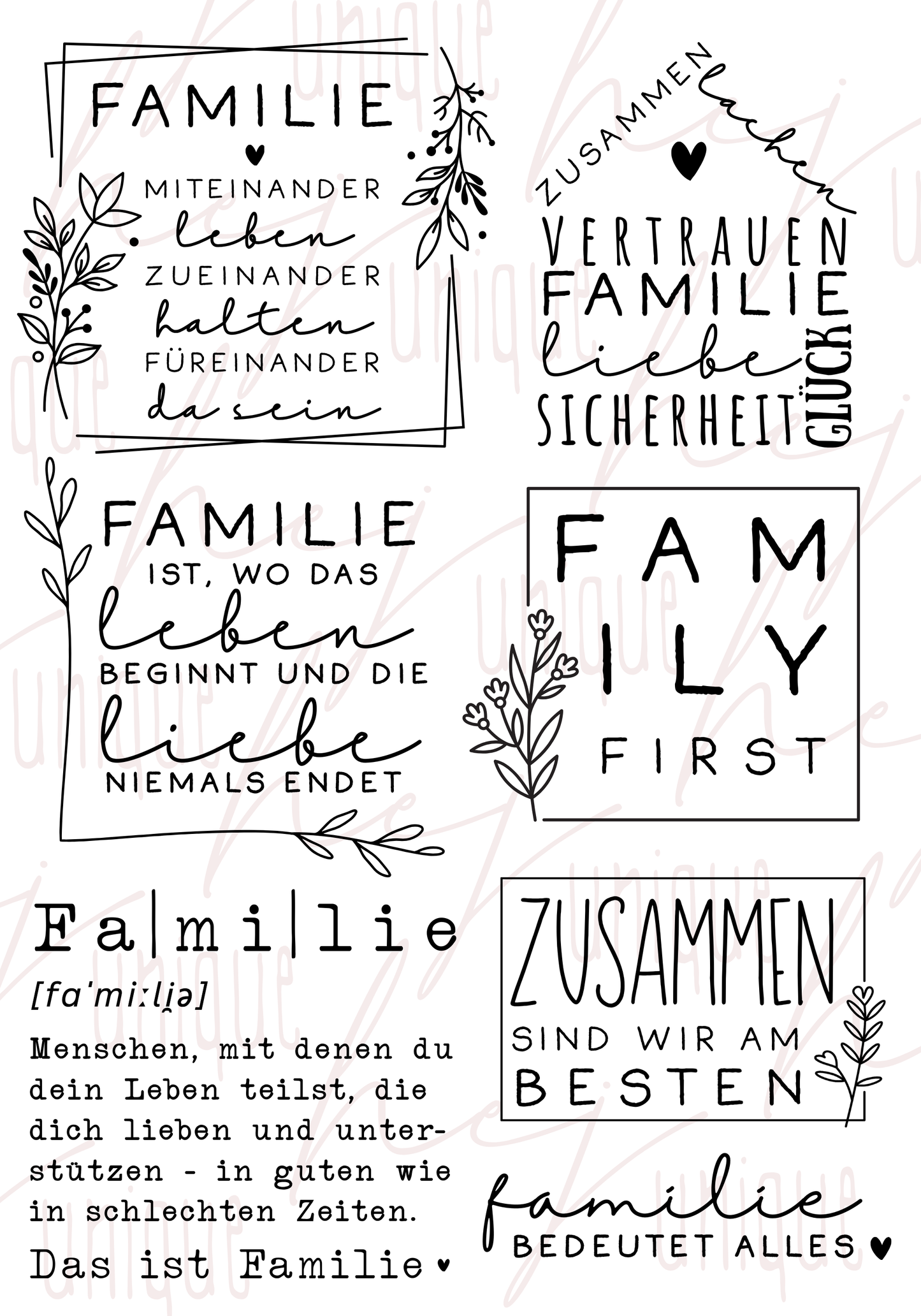 Rub On Aufkleber Familie A5 Warum du unsere Rub-Ons lieben wirst:  ✔ Randloser Premium-Look   ✔ Besondere Haptik   ✔ Präzise Platzierung dank transparenter Trägerfolie  ✔ Wasser- und kratzfest // Hitze- und UV-beständig   ✔ Starke Haftung auf Glas, Keramik, Holz, Raysin u.v.m.  ✔ Langlebig und hochwertig verarbeitet  ✔ Auch gewerblich nutzbar – keine zusätzliche Lizenz nötig