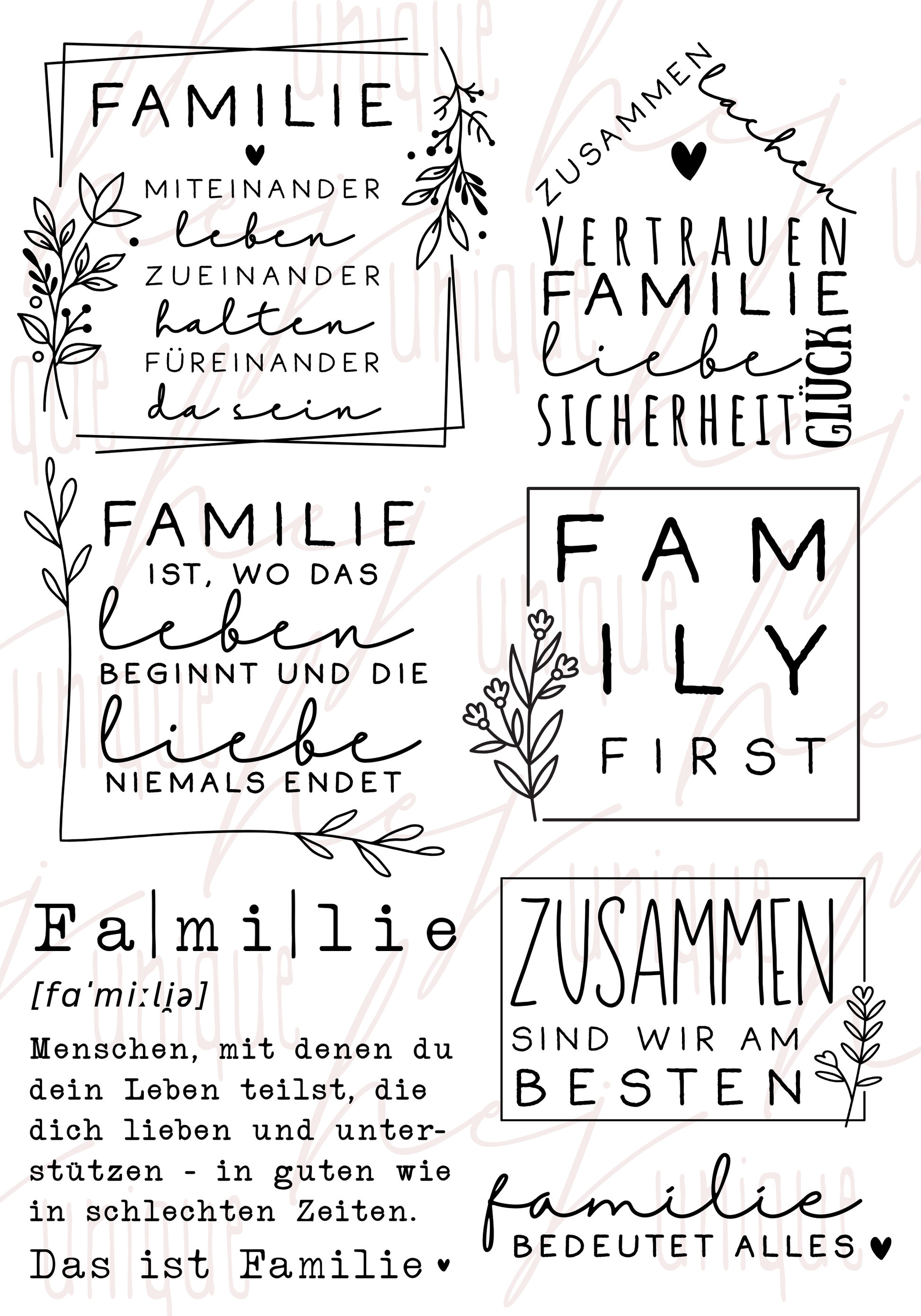 Rub On Aufkleber Familie A5 Warum du unsere Rub-Ons lieben wirst:  ✔ Randloser Premium-Look   ✔ Besondere Haptik   ✔ Präzise Platzierung dank transparenter Trägerfolie  ✔ Wasser- und kratzfest // Hitze- und UV-beständig   ✔ Starke Haftung auf Glas, Keramik, Holz, Raysin u.v.m.  ✔ Langlebig und hochwertig verarbeitet  ✔ Auch gewerblich nutzbar – keine zusätzliche Lizenz nötig