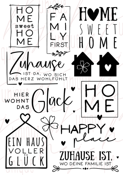 Rub On Aufkleber Zuhause Häuser A5 Warum du unsere Rub-Ons lieben wirst:  ✔ Randloser Premium-Look   ✔ Besondere Haptik   ✔ Präzise Platzierung dank transparenter Trägerfolie  ✔ Wasser- und kratzfest // Hitze- und UV-beständig   ✔ Starke Haftung auf Glas, Keramik, Holz, Raysin u.v.m.  ✔ Langlebig und hochwertig verarbeitet  ✔ Auch gewerblich nutzbar – keine zusätzliche Lizenz nötig