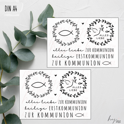 Kerzenfolie Kommunion Stumpenkerze Glaube Kirche Konfirmation