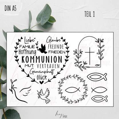 Kerzenfolie Kommunion Stumpenkerze Glaube Kirche Konfirmation