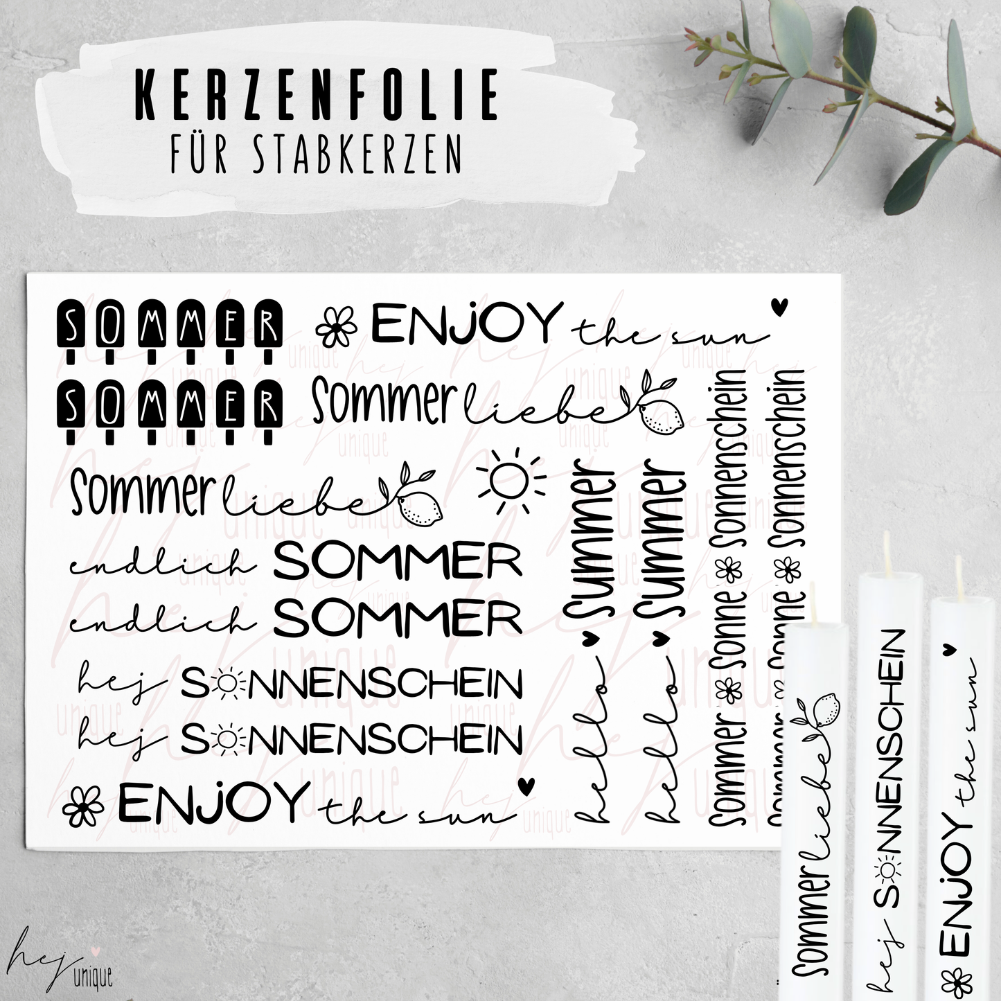 Kerzenfolie Sommer DIY Dekoration