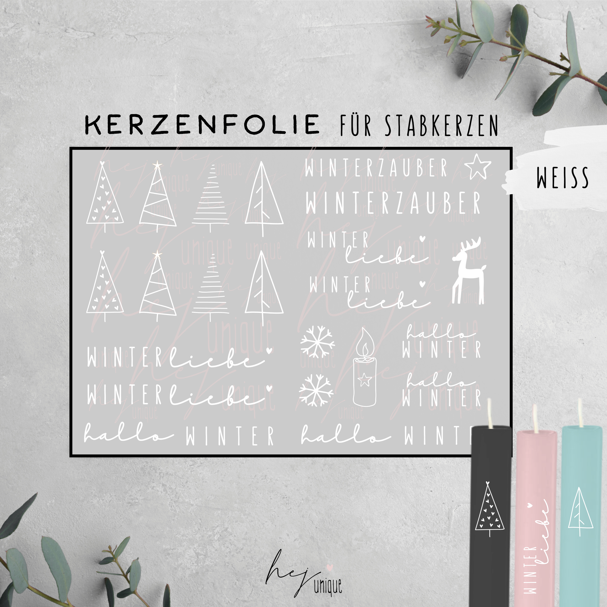 Kerzenfolie XMas Skandi Warum du unsere Kerzenfolie lieben wirst:  ✔ Edle Premium-Folie mit hochwertiger Optik  ✔ Speziell für Kerzen entwickelt   ✔ Aktivierung des Klebers ganz einfach mit Wasser   ✔ Wischfest und langlebig bei sorgfältiger Verarbeitung  ✔ Besonders elastisch – passt sich Kerzenoberfläche optimal an  ✔ Gewerblich nutzbar – keine zusätzliche Lizenz nötig