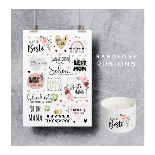 Rub On Aufkleber Muttertag A5 Warum du unsere Rub-Ons lieben wirst:  ✔ Randloser Premium-Look   ✔ Besondere Haptik   ✔ Präzise Platzierung dank transparenter Trägerfolie  ✔ Wasser- und kratzfest // Hitze- und UV-beständig   ✔ Starke Haftung auf Glas, Keramik, Holz, Raysin u.v.m.  ✔ Langlebig und hochwertig verarbeitet  ✔ Auch gewerblich nutzbar – keine zusätzliche Lizenz nötig