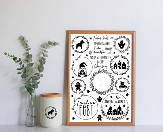 Rub On Aufkleber Xmas-Kränze A5 Warum du unsere Rub-Ons lieben wirst:  ✔ Randloser Premium-Look   ✔ Besondere Haptik   ✔ Präzise Platzierung dank transparenter Trägerfolie  ✔ Wasser- und kratzfest // Hitze- und UV-beständig   ✔ Starke Haftung auf Glas, Keramik, Holz, Raysin u.v.m.  ✔ Langlebig und hochwertig verarbeitet  ✔ Auch gewerblich nutzbar – keine zusätzliche Lizenz nötig