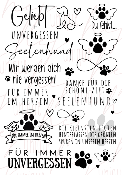 Rub On Aufkleber Trauer Hunde A5
