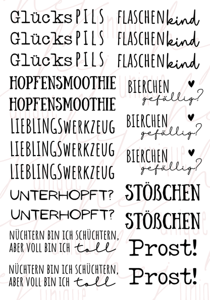 Rub On Aufkleber Flaschenöffner Sprüche A5