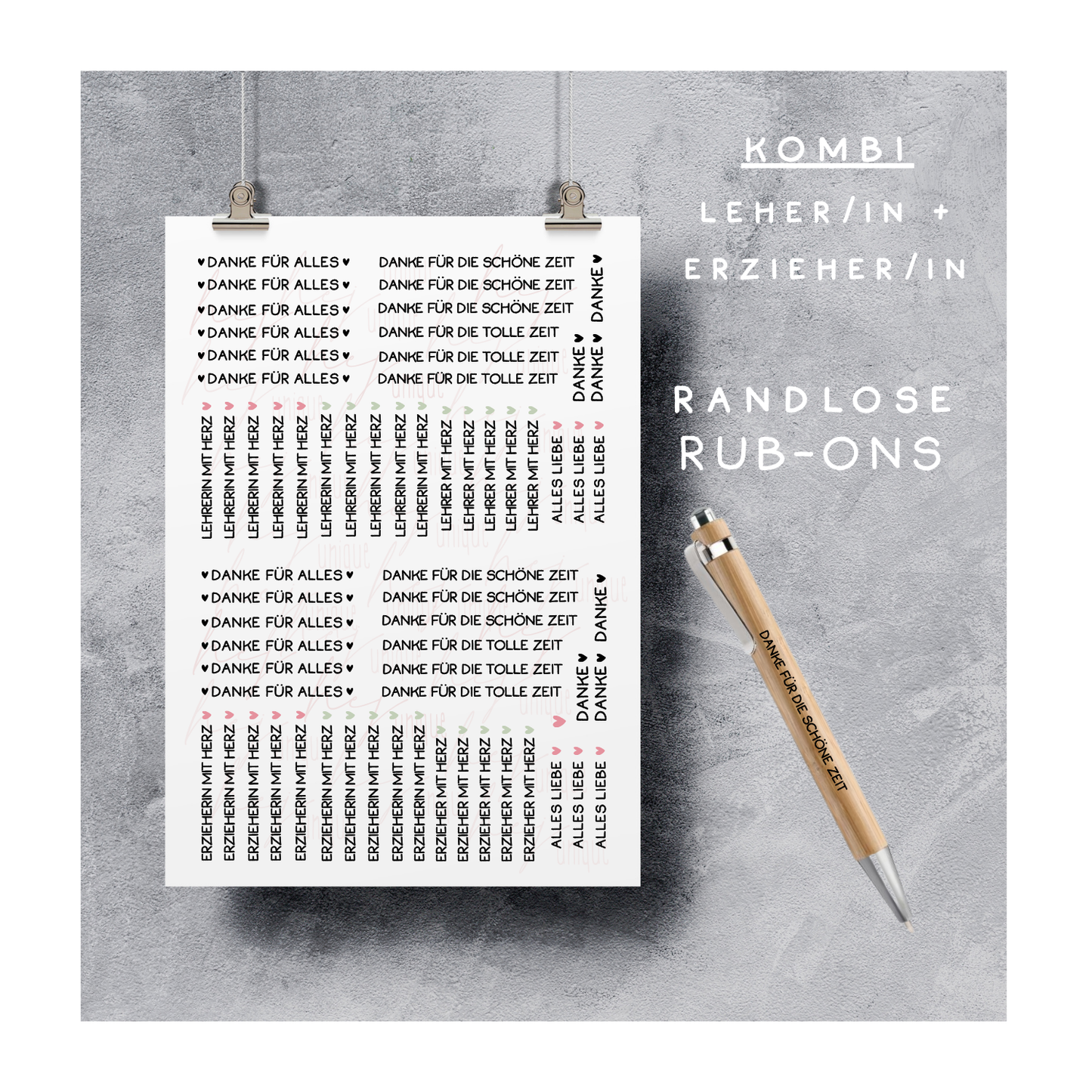 Rub On Aufkleber Lehrerin mit Herz Mini zB für Kugelschreiber Warum du unsere Rub-Ons lieben wirst:  ✔ Randloser Premium-Look   ✔ Besondere Haptik   ✔ Präzise Platzierung dank transparenter Trägerfolie  ✔ Wasser- und kratzfest // Hitze- und UV-beständig   ✔ Starke Haftung auf Glas, Keramik, Holz, Raysin u.v.m.  ✔ Langlebig und hochwertig verarbeitet  ✔ Auch gewerblich nutzbar – keine zusätzliche Lizenz nötig