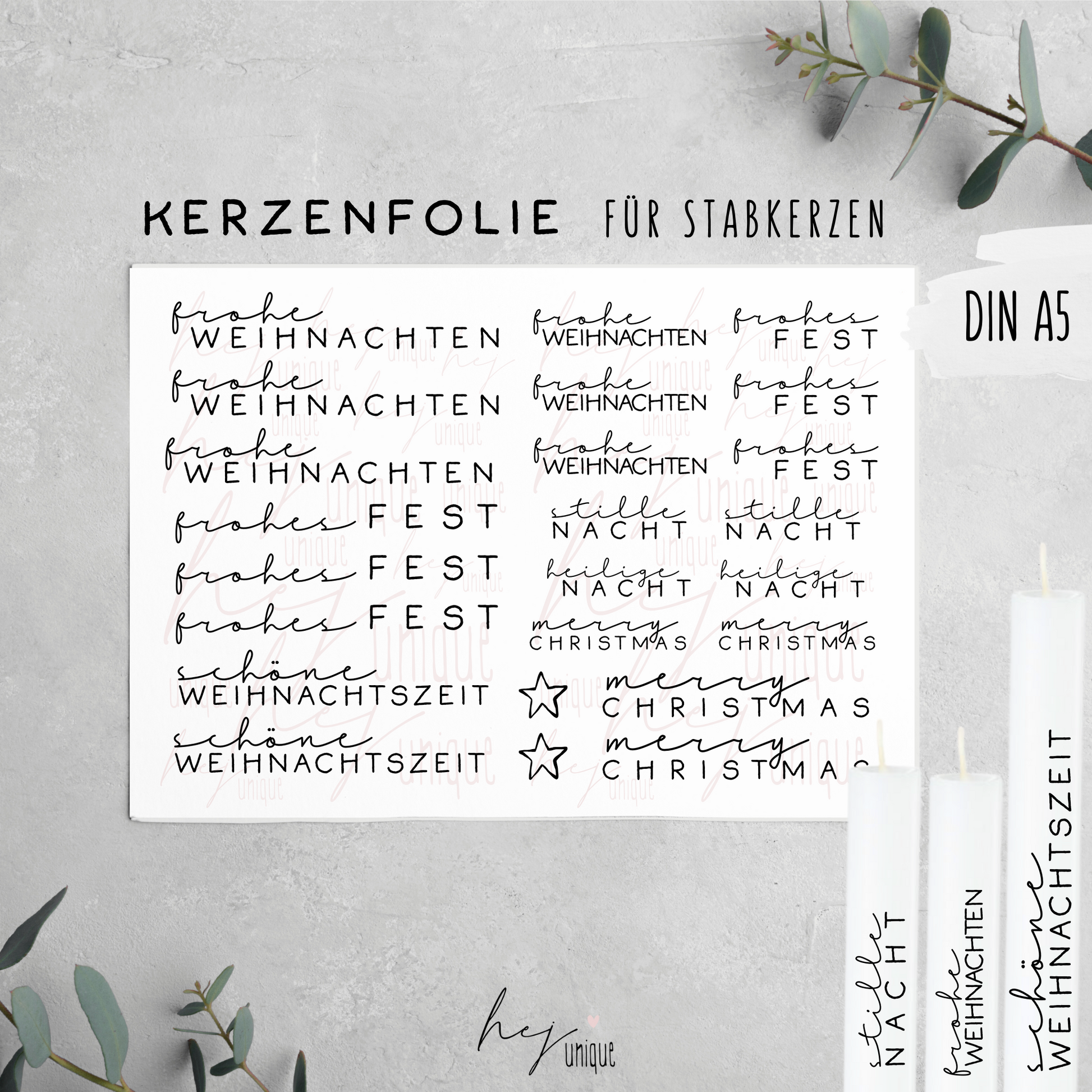 Kerzenfolie Xmas Schriftzüge Frohes