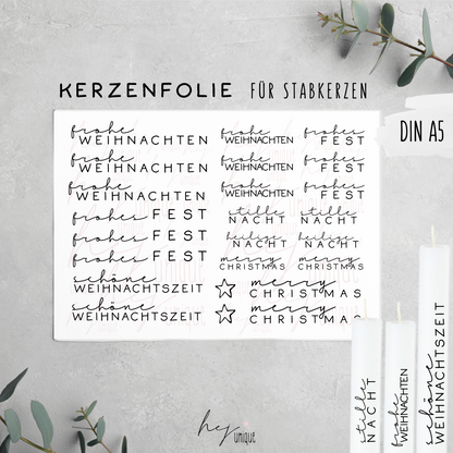 Kerzenfolie Xmas Schriftzüge Frohes
