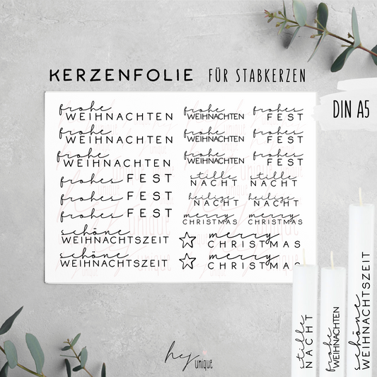 Kerzenfolie Xmas Schriftzüge Frohes