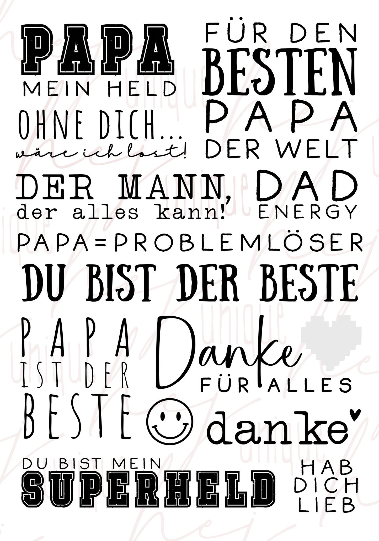 Rub On Aufkleber Vatertag Papa A5