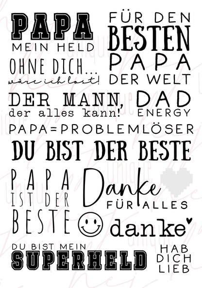 Rub On Aufkleber Vatertag Papa A5
