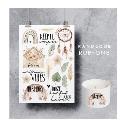 Rub On Aufkleber Boho A5 Deko  Warum du unsere Rub-Ons lieben wirst:  ✔ Randloser Premium-Look   ✔ Besondere Haptik   ✔ Präzise Platzierung dank transparenter Trägerfolie  ✔ Wasser- und kratzfest // Hitze- und UV-beständig   ✔ Starke Haftung auf Glas, Keramik, Holz, Raysin u.v.m.  ✔ Langlebig und hochwertig verarbeitet  ✔ Auch gewerblich nutzbar – keine zusätzliche Lizenz nötig
