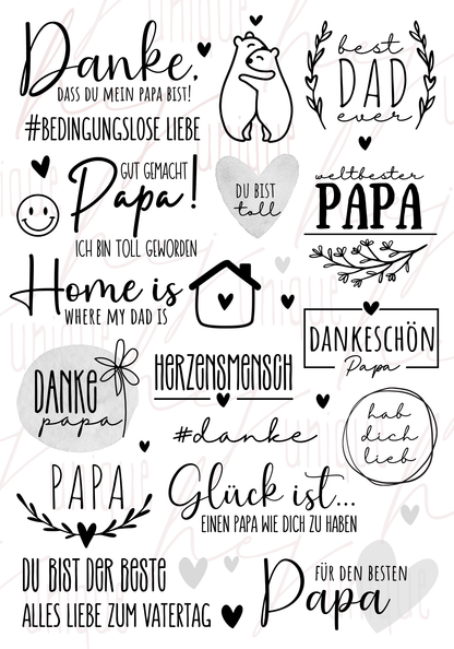 Rub On Aufkleber Vatertag 2 Danke Papa A5