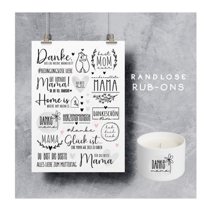Rub On Aufkleber Muttertag 2 A5 Warum du unsere Rub-Ons lieben wirst:  ✔ Randloser Premium-Look   ✔ Besondere Haptik   ✔ Präzise Platzierung dank transparenter Trägerfolie  ✔ Wasser- und kratzfest // Hitze- und UV-beständig   ✔ Starke Haftung auf Glas, Keramik, Holz, Raysin u.v.m.  ✔ Langlebig und hochwertig verarbeitet  ✔ Auch gewerblich nutzbar – keine zusätzliche Lizenz nötig