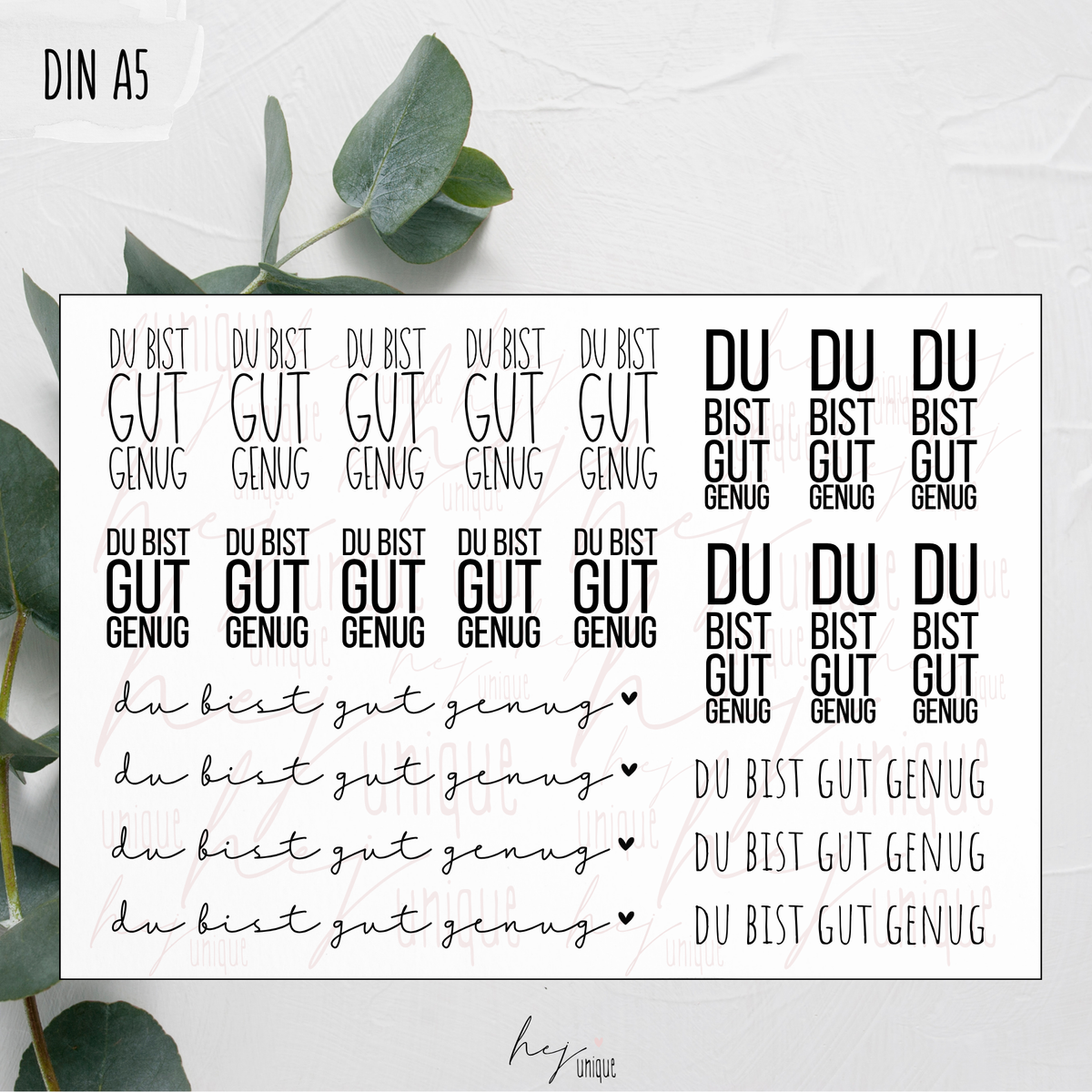 Kerzenfolie "Du bist gut genug" DIY Deko für Stabkerzen