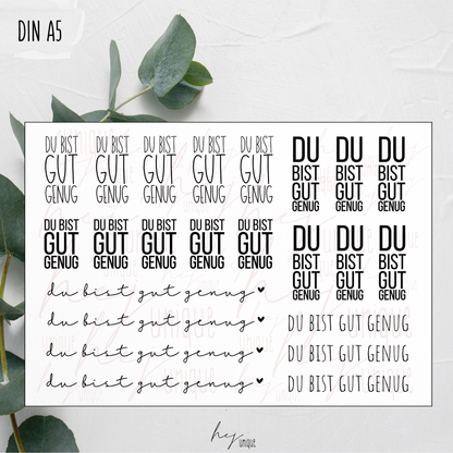Kerzenfolie "Du bist gut genug" DIY Deko für Stabkerzen