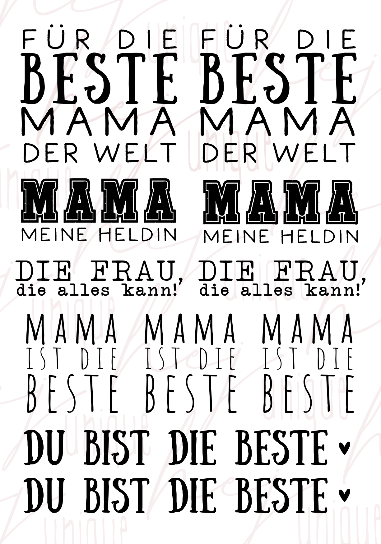 Rub On Aufkleber Mama ist die Beste A5