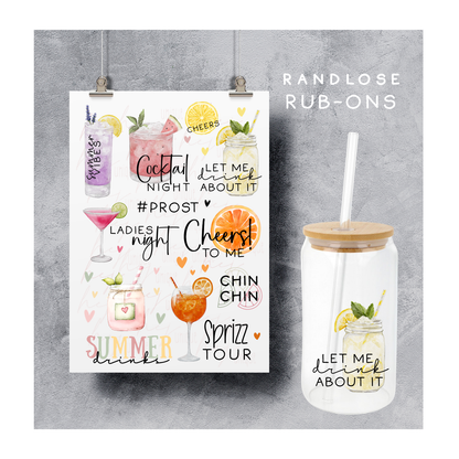 Rub On Aufkleber Cocktails A5 DIY