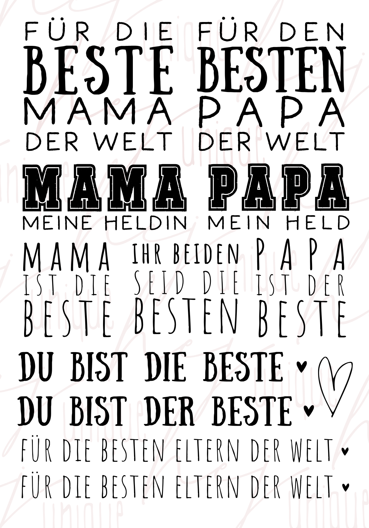 Rub On Aufkleber Mama ist die Beste A5