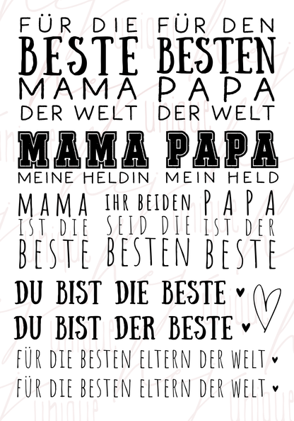 Rub On Aufkleber Meine Eltern sind die Besten! A5