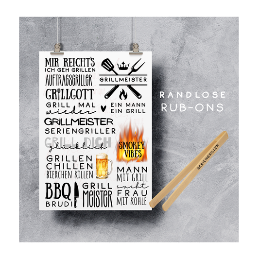 Rub On Aufkleber BBQ A5 Rub on Warum du unsere Rub-Ons lieben wirst:  ✔ Randloser Premium-Look   ✔ Besondere Haptik   ✔ Präzise Platzierung dank transparenter Trägerfolie  ✔ Wasser- und kratzfest // Hitze- und UV-beständig   ✔ Starke Haftung auf Glas, Keramik, Holz, Raysin u.v.m.  ✔ Langlebig und hochwertig verarbeiteta  ✔ Auch gewerblich nutzbar – keine zusätzliche Lizenz nötig