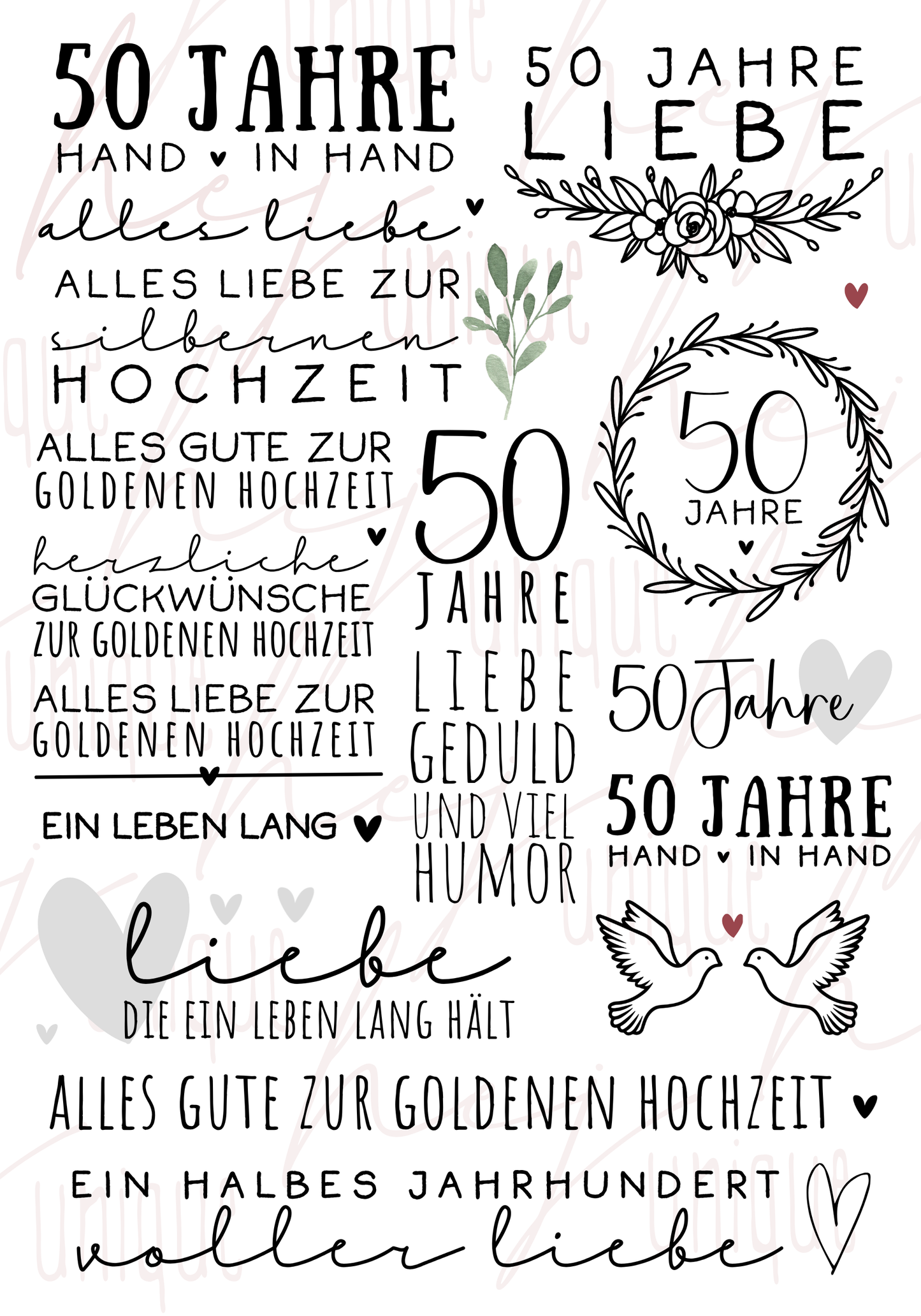 Rub On Aufkleber Goldene Hochzeit A5