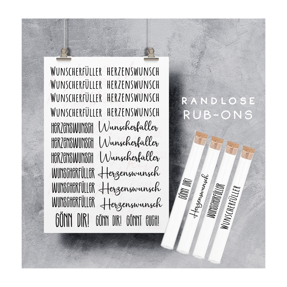 Rub On Aufkleber Wunscherfüller A5 Warum du unsere Rub-Ons lieben wirst:  ✔ Randloser Premium-Look   ✔ Besondere Haptik   ✔ Präzise Platzierung dank transparenter Trägerfolie  ✔ Wasser- und kratzfest // Hitze- und UV-beständig   ✔ Starke Haftung auf Glas, Keramik, Holz, Raysin u.v.m.  ✔ Langlebig und hochwertig verarbeitet  ✔ Auch gewerblich nutzbar – keine zusätzliche Lizenz nötig